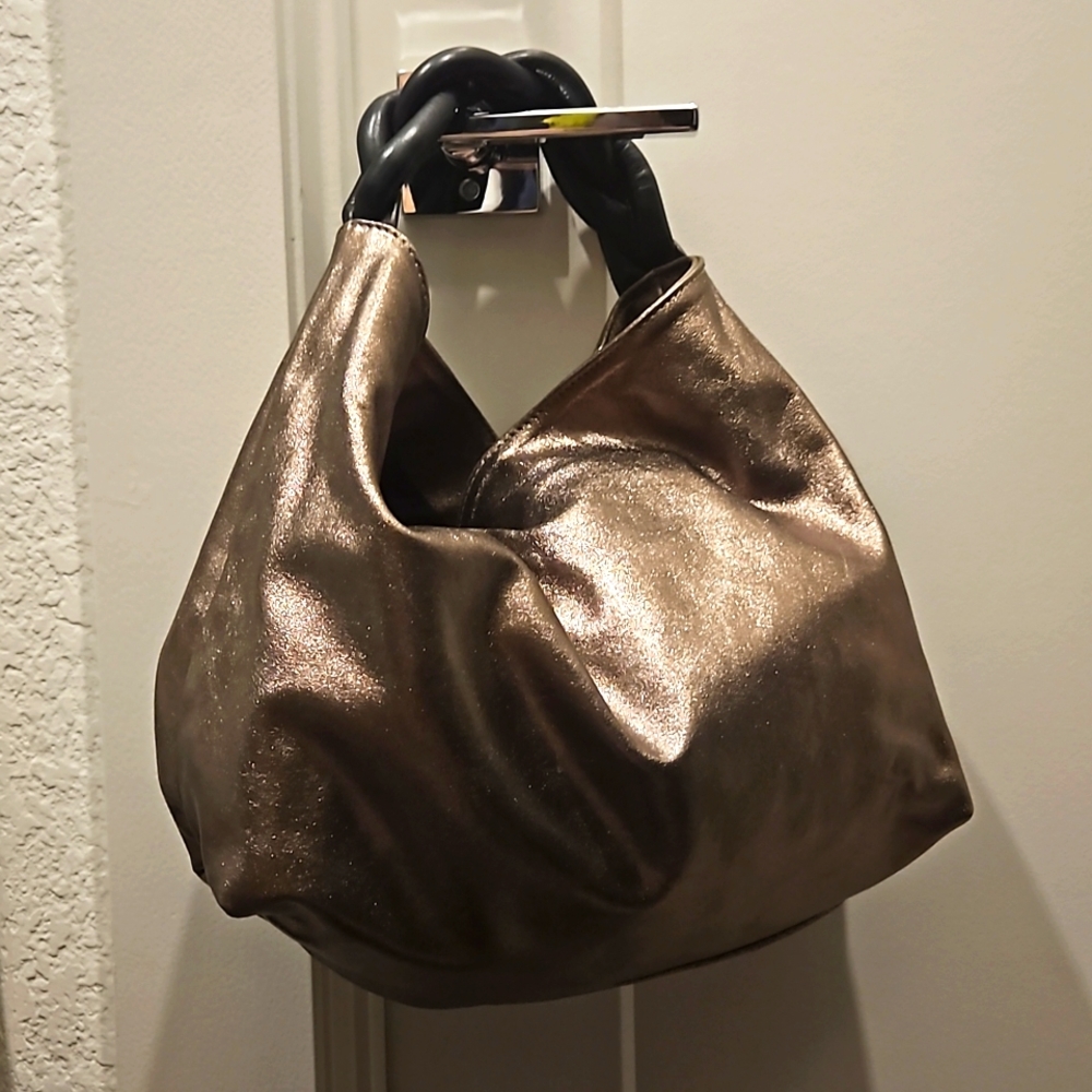 Rose gold leather bag, Made in Italy